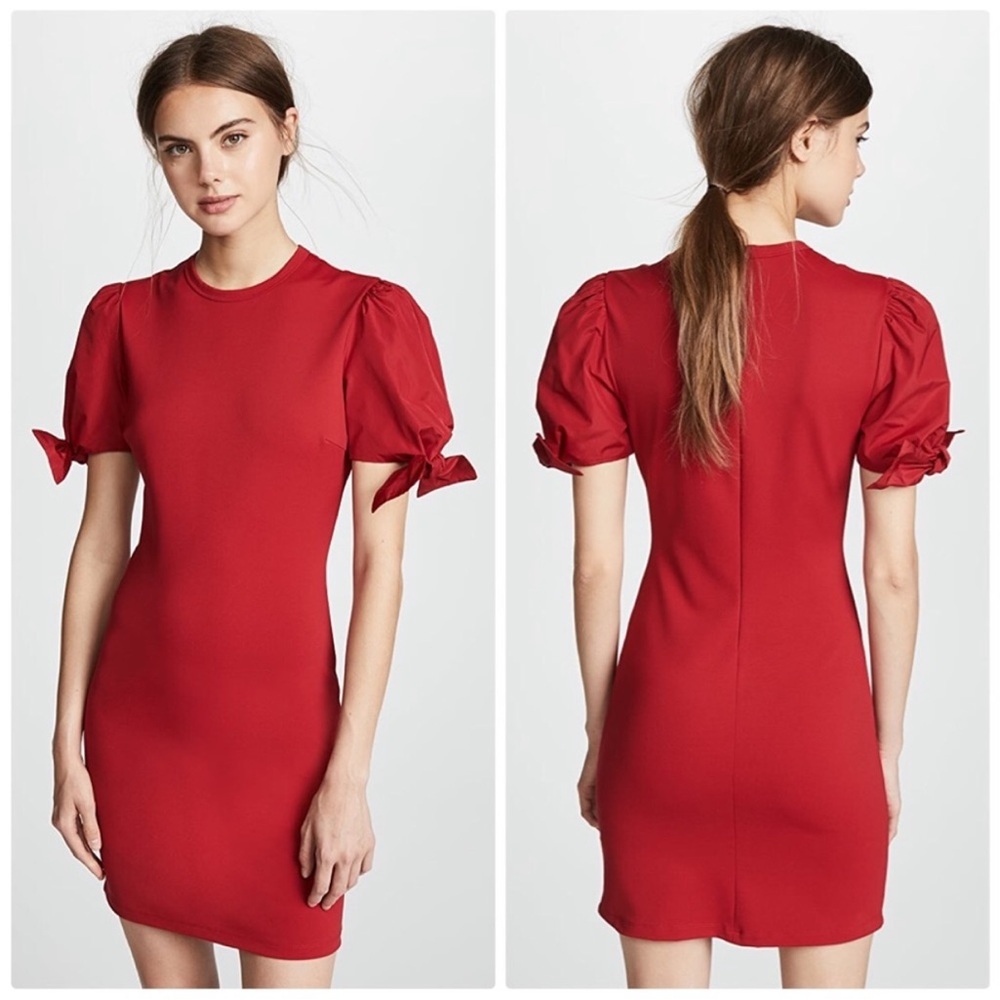 Red Valentino Tie Sleeve Sheath Red Mini Dress